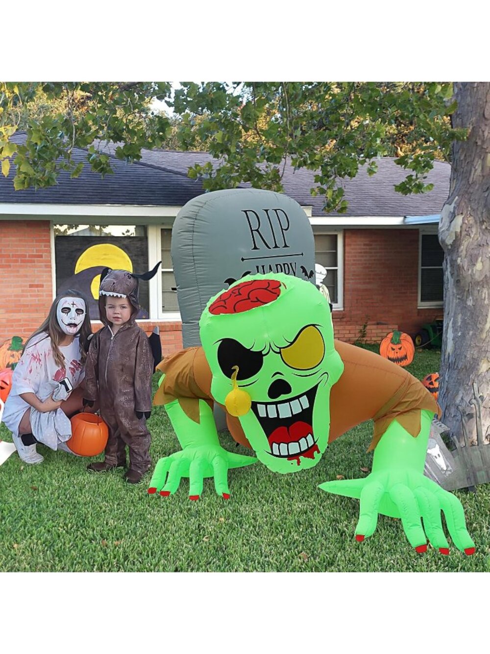 🎃8 5Ft Halloween Inflatable Zombie Tombstone Blow Up Holiday Outdoor Decor